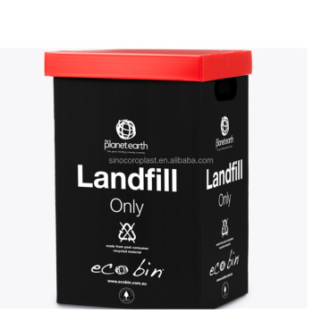 Coroplast Polypropylene Corrugated Collapsible Trash Bin with Lid and Hole