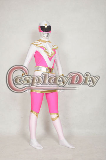 Fuchsia and White Lycra Spandex Superhero Costume zentai catsuit