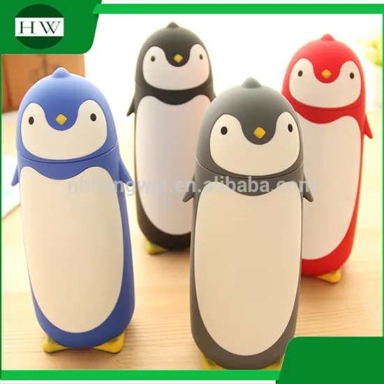 double walled cartoon penguin stainless steel vacuum tube sealed travel drinking water bottle mug cup