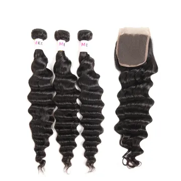 Factory Wholesale Cuticle Aligned Grade 10A Peruvian Deep Loose Wave Virgin Hair Bundles With Closure