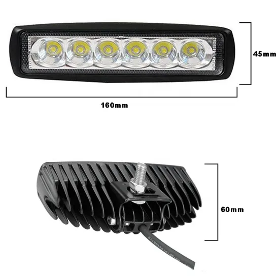 12V-24V Off-Road Roof Bumper Spotlight 6LED 18W Daytime Auxiliary Light