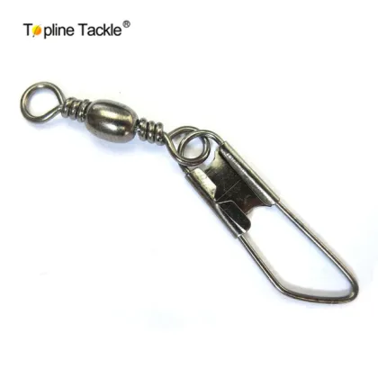 100 pcs 1# Barrel Fishing Swivel With Safety Snap Black Brass Fishing Hook Line Connector Fishing Accessories Barrel Swivels