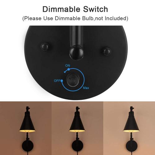 Industrial Dimmable Adjustable Black Wall Sconce