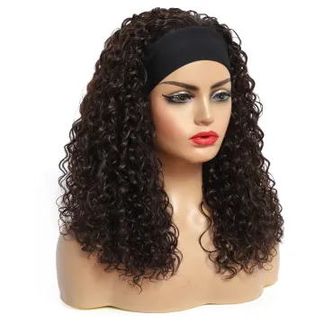 X-TRESS Synthetic Headband Wigs Medium Water Wave Ombre Brown Colored Glueless Hair Wig For Black Women