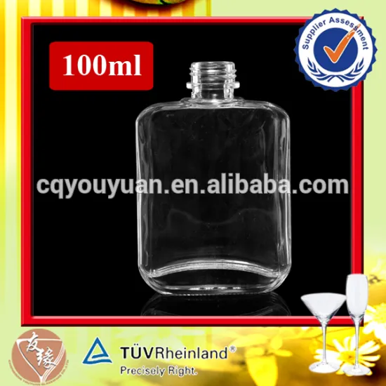 Cheap flat square unique custom made 150ml food grade oil glass bottle