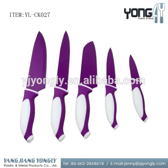 Yongly 5 pcs knife set with non stick coating chineses kitchen knife set