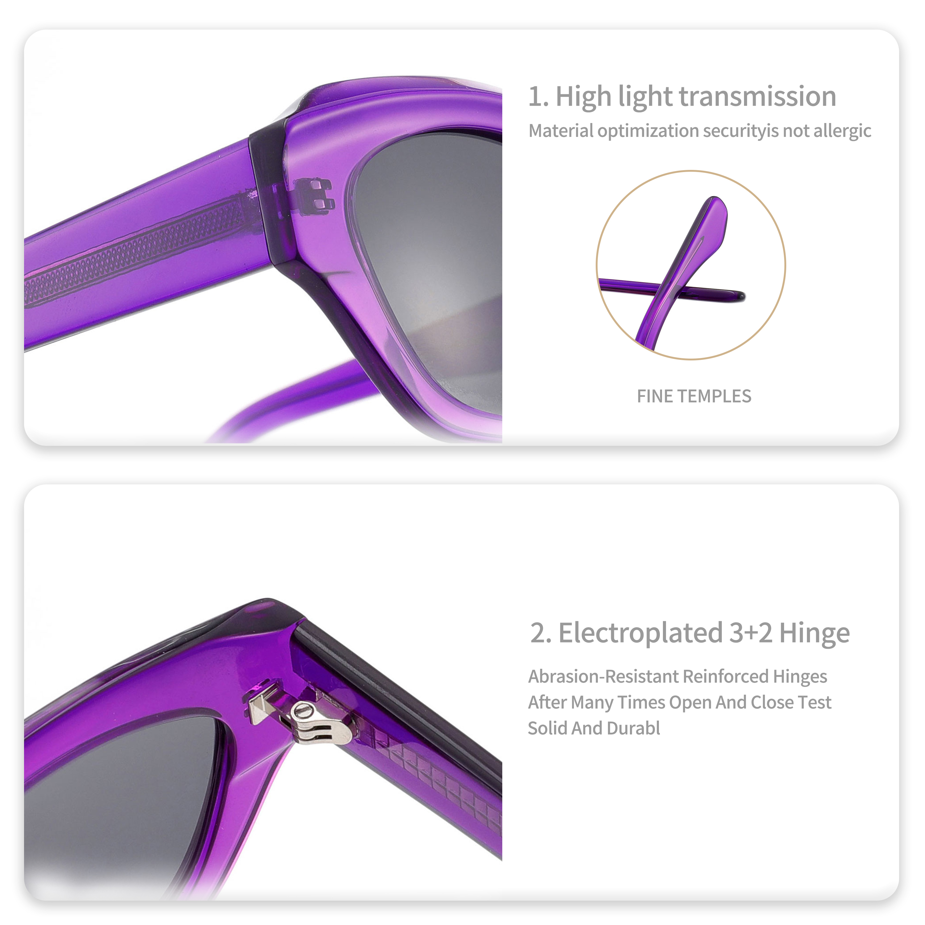 Acetate Crystal Color Sunglasses Frame Printed (2)