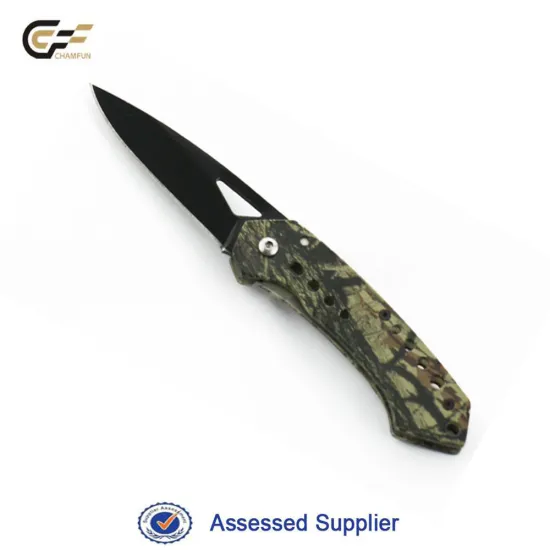 Camo Anodized Aluminum Handle Black Oxide Stainless Steel Folding yangjiang pocket knife