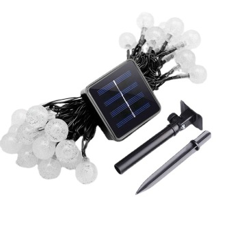 Lampu tali solar luar dengan 8 mod pencahayaan, 20ft 30 LED Crystal Globe Hiasan Hiasan