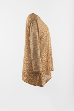 Jacquard in leopard knitting pullover with 3/4 sleeve