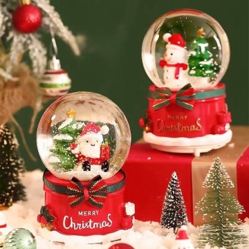 Santa Snowman Box Crystal Ball Resin Ornament