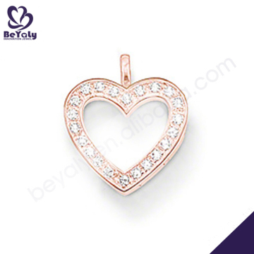 Women's silver cz hollow locket pendant heart photo