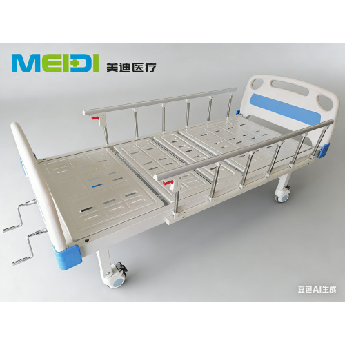 Steel Double Crank Medical Bed, Customizable Head & Foot Board, Brake Casters