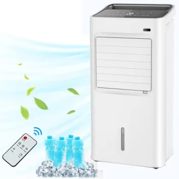 Portable Conditioner Fan with 9L Water Tank, Remote Control, 3 Speeds, 12H Timer, Digital Evaporative Air Cooler
