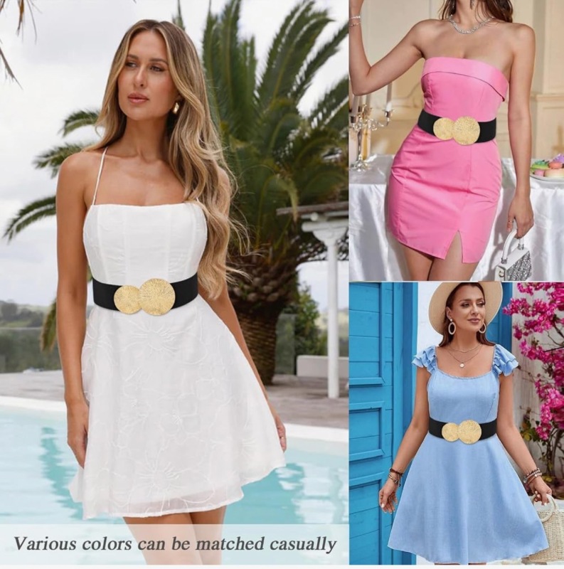 Women's Wide Elastic Belt Strap Dress