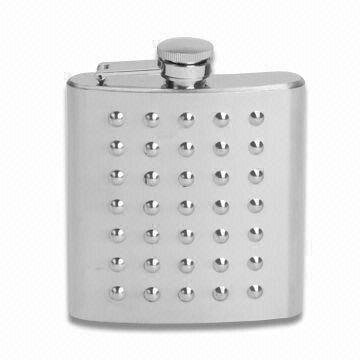 3 to 8oz Hip Flask with Regular Rivet Design, Made of Stainless Steel