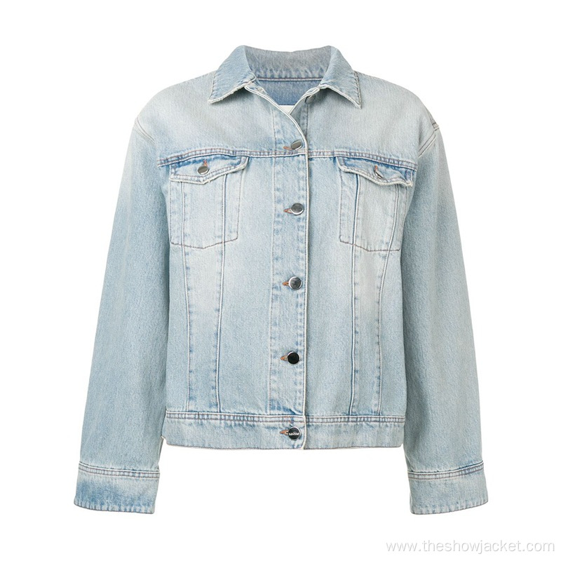 Customized Women Loose Washed Denim Jacket