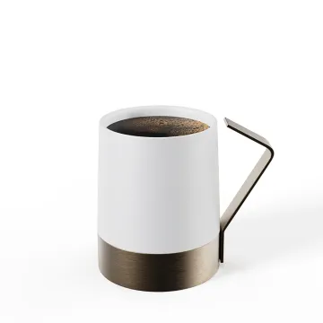 Metal Handle Japanese Tea Mug with Invertible Ceramic Coffee Cup