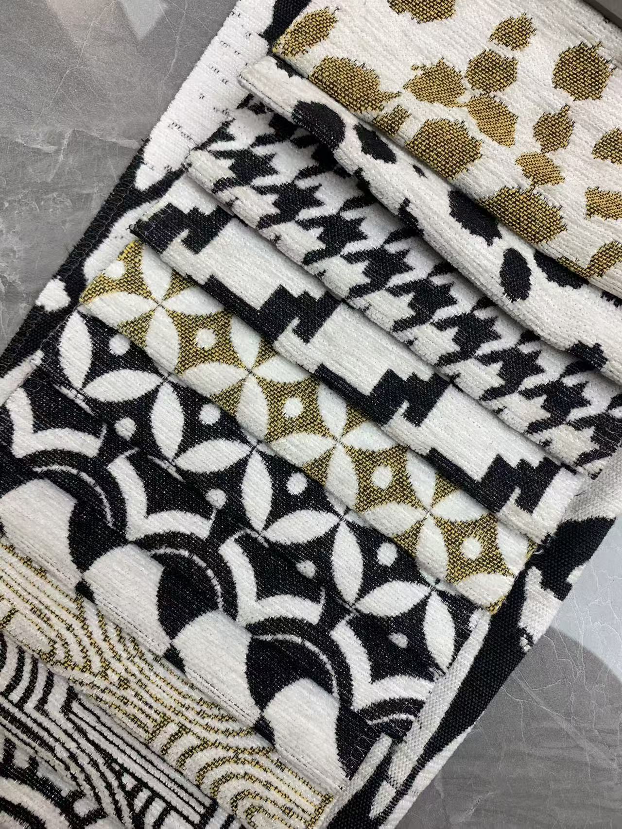 MultiPatterned Contrasting Color Chenille Fabric