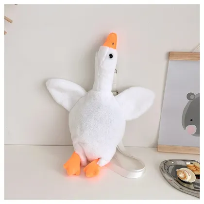 Cute Cartoon Cotton Crossbody Bag - Unisex Goose and Duck Plush Backpack