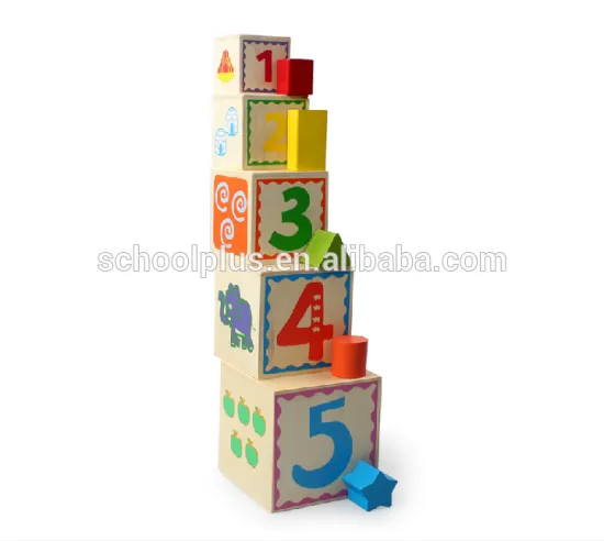 Wooden Stacking Cubes set educational toys of building blocks