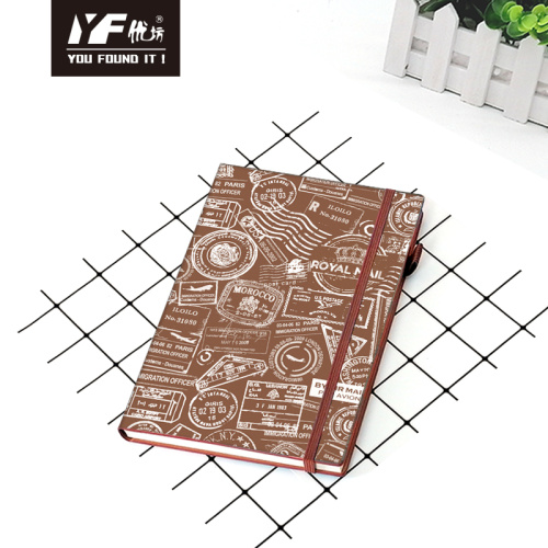 Cuaderno de cuero PU de estilo retro personalizado con correa de tapa dura elástica