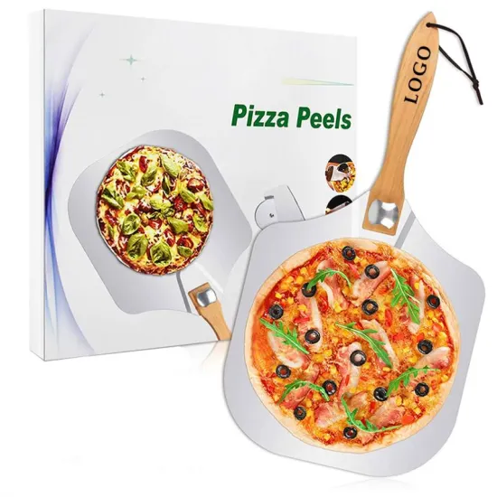 Non-Sticky Detachable Pizza Shovel Aluminum Metal Oven Turner with Foldable Wood Handle