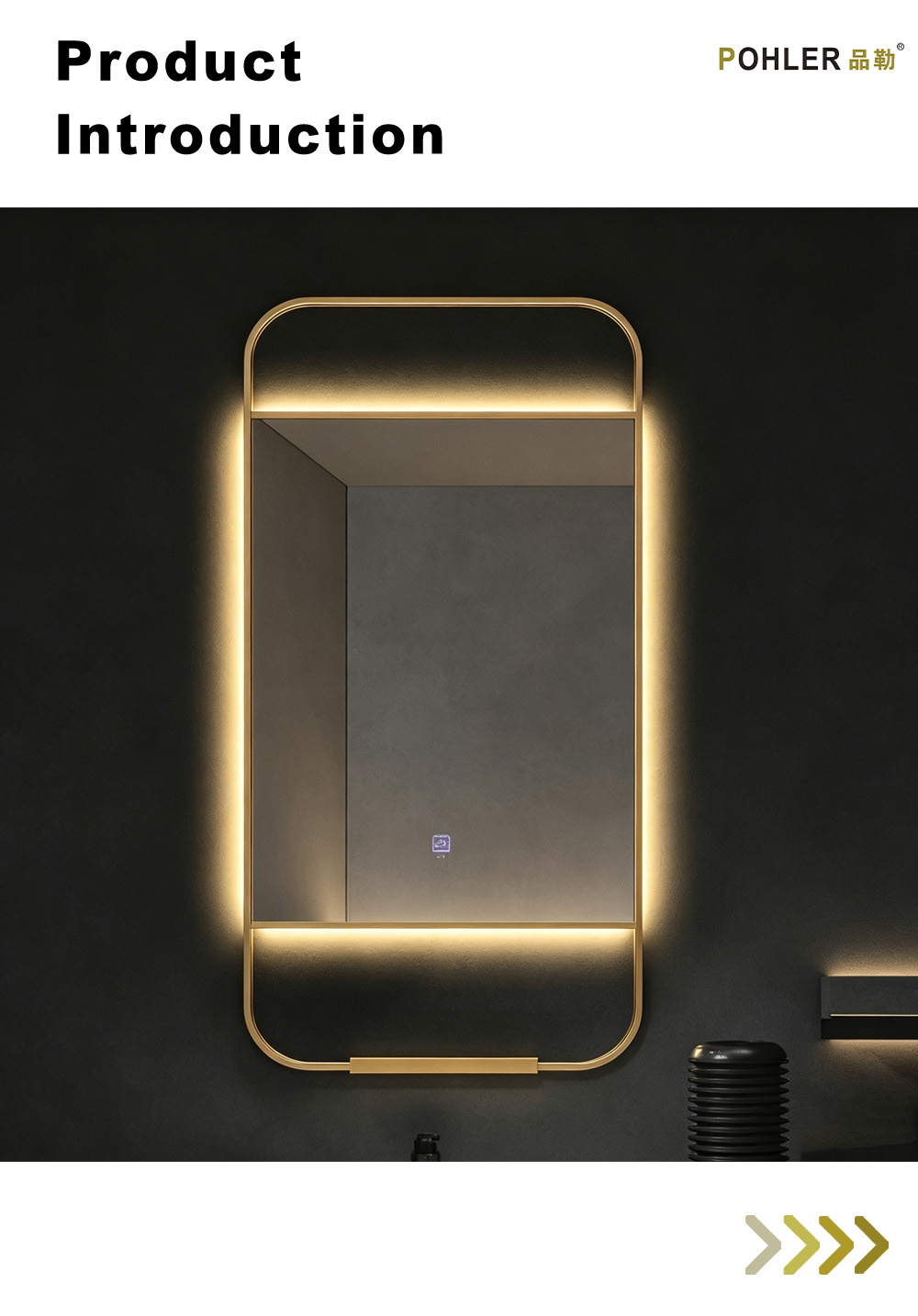 D014 Gold Frame LED Bathroom Mirror X