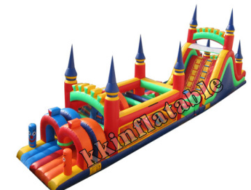 60feet inflatable bouncer obstacle course, inflatable jumping castle combo with barriers KKB-L043