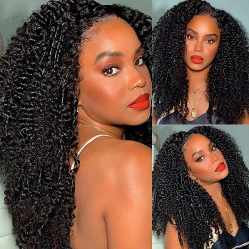 Afro Kinky Hair Wigs Human Hair Lace Front Brazilian Virgin Hair Vendor Very Full Mongolian Afro Kinky Curly Wig for Black Women