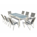 9pcs alu. extension dining set