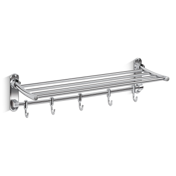 Stainless Steel Bathroom Shelf with Durable Coat Hooks