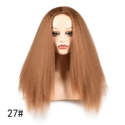 Synthetic long blond bob yaki wigs female long hair wig for black women