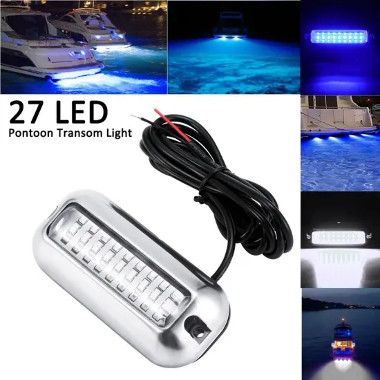 50W 27 LED Underwater Boat Transom Light Stainless Steel Under Water Pontoon Waterproof Lamp Marine Hardware Boat Yacht