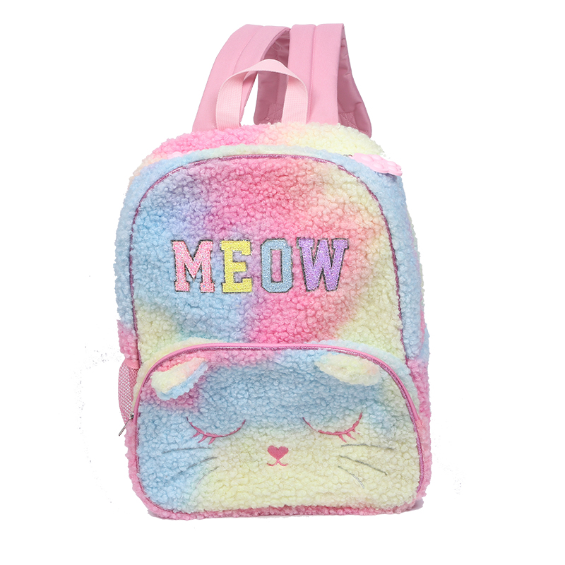 Children's backpack Rainbow plush Winter cartoon plush backpack girls backpack kids gift bag