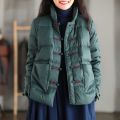 Vintage literary down jacket short style for women