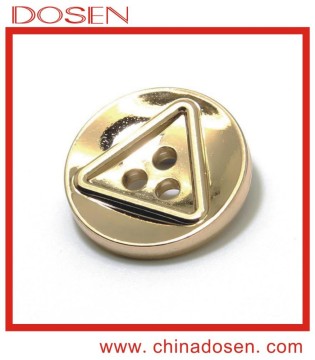 High quality gold metal three hole sewing button use in garment accessories zamak material in china.