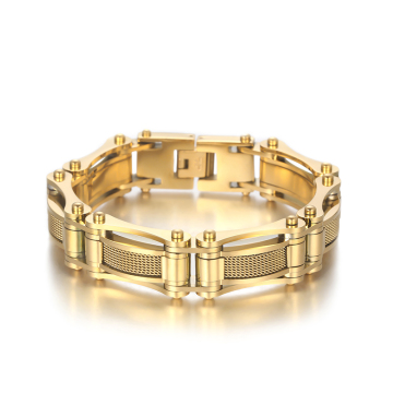 KALEN Vintage Men's Gold/Silver/Black Stainless Steel Mesh Biker Bracelet