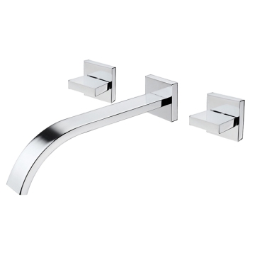 Brand New 3pcs Modern Chrome Solid Brass Kitchen Sink Mixer Tap Wall Mounted Bath Faucet Lowest Price