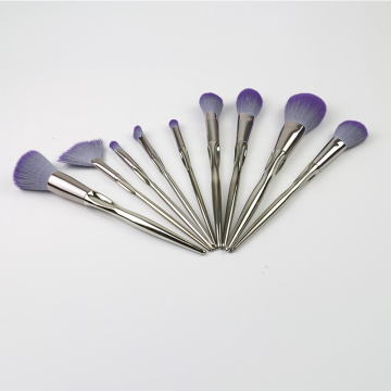 Set de pinceles de maquillaje de aluminio con 9 piezas