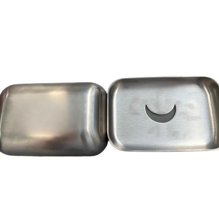 Rechteckige Seifenschale aus Edelstahl mit Deckel