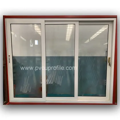 Tempered Glass Lockable Handle UPVC Stacking Sliding Glass Doors