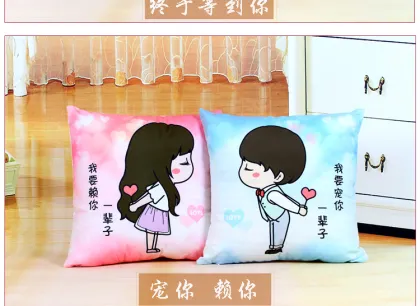 Cartoon couple style window seat cushions