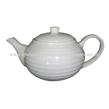 1200ml Plain White Ceramic Teapot, Customized Logos, Colors and Designs are Accepted