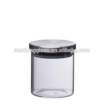 Wholesale Borosilicate Glass storage jars jars with SS lid, 600ml