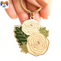 Metal Customized White Enamel Flower Keychain