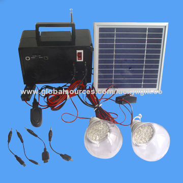 Solar Panel Kit with LED Bulb, FM Radio, Solar Panel and USB