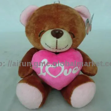 Toy Bear hugging love heart, the Saint Valentine best toy gift