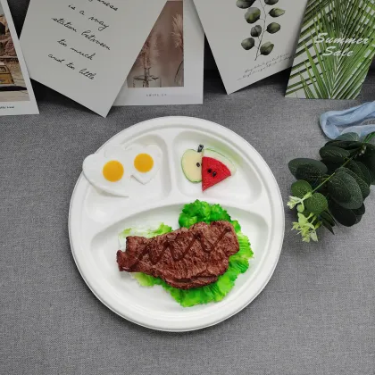 10 '' 3 Compartment Eco-friendly Products Sugarcane Plate