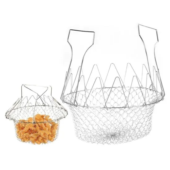 Multi-Function Stainless Steel Fry Basket for Cooking and Cleaning